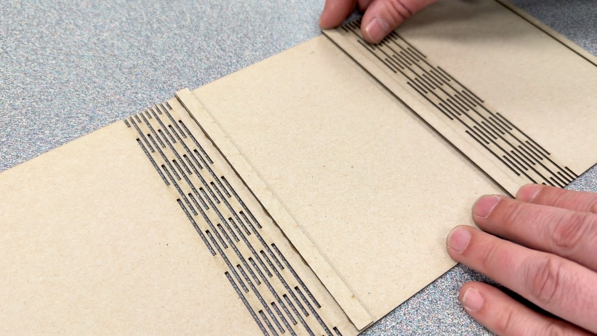 assembling laser cut living hinge photo frame