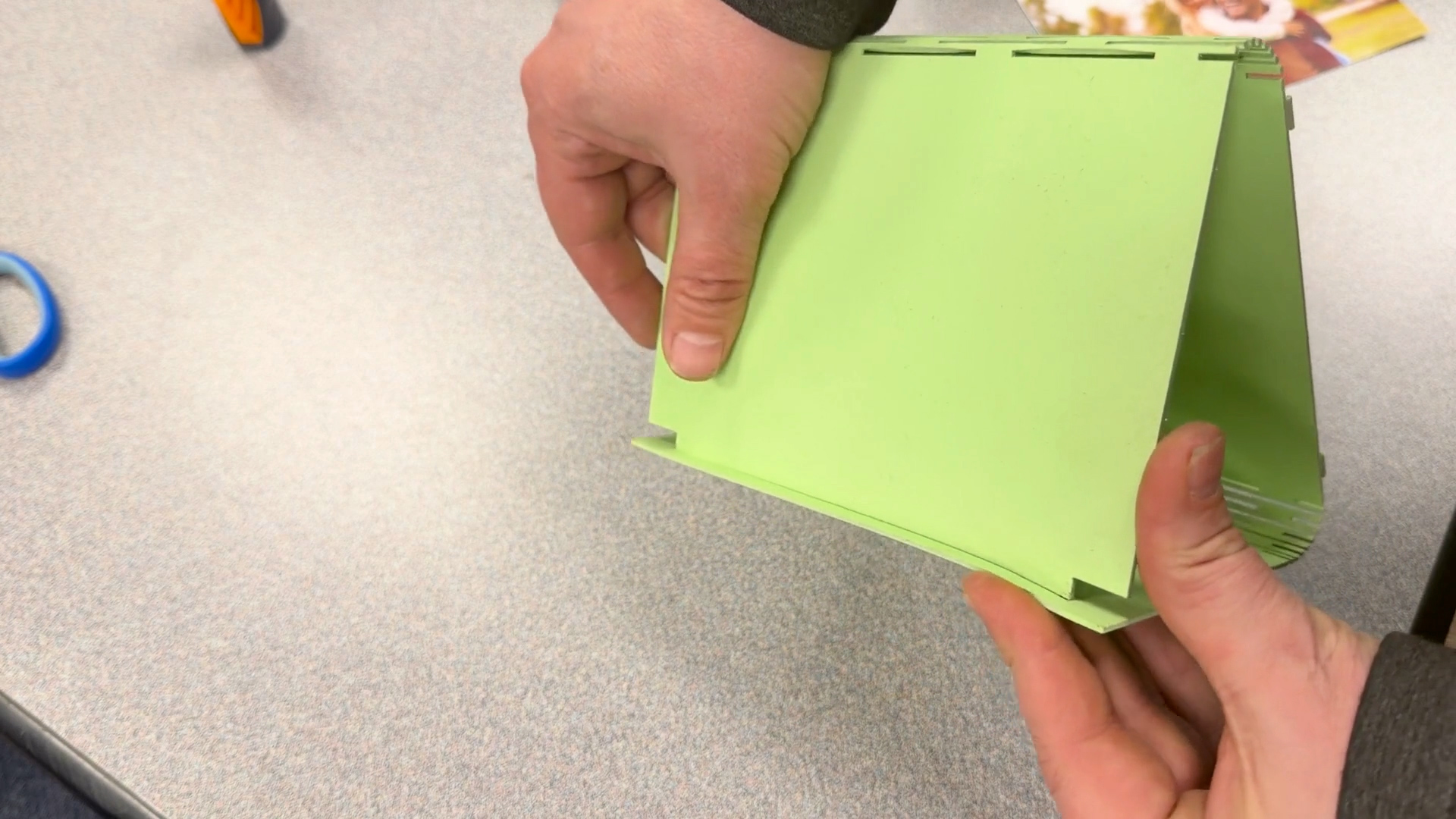 assembling laser cut living hinge photo frame