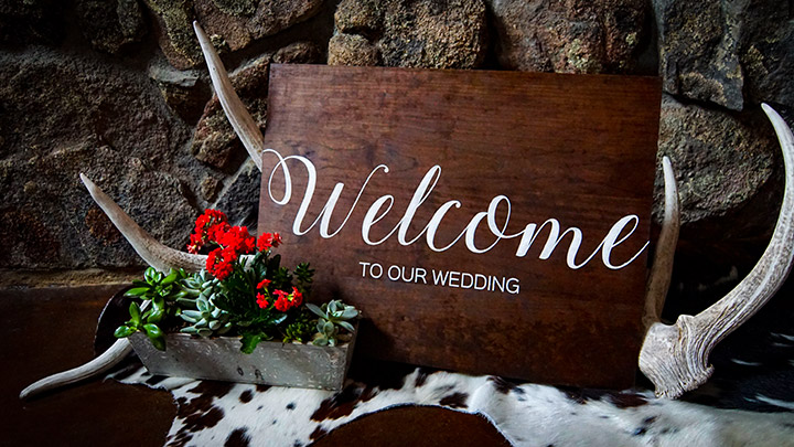 custom laser engraved and laser cut wedding sign