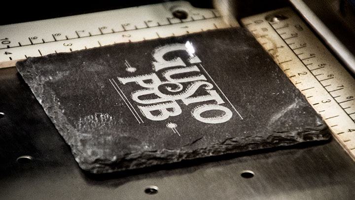 laser engraving a slate coaster