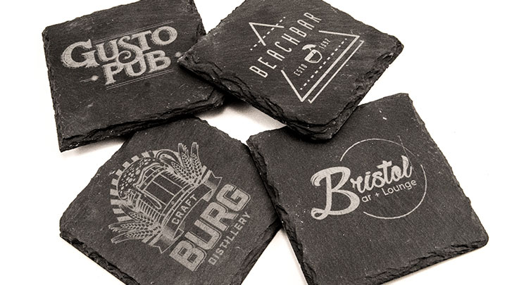 custom laser engraved slate coasters