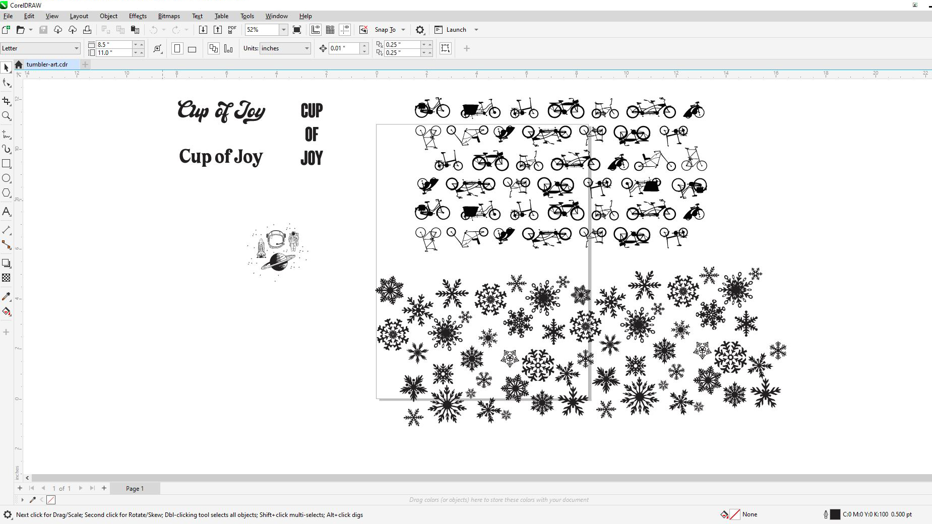 Design files for laser engraving steel tumblers