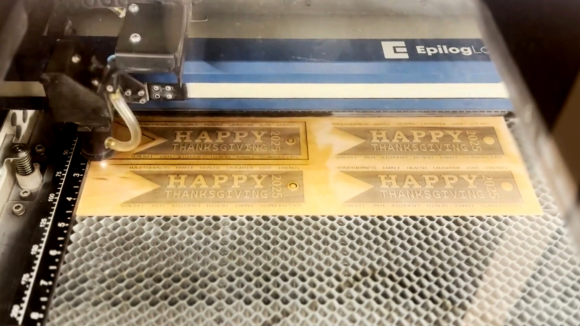 laser engraving alder wood for Thanksgiving place cards