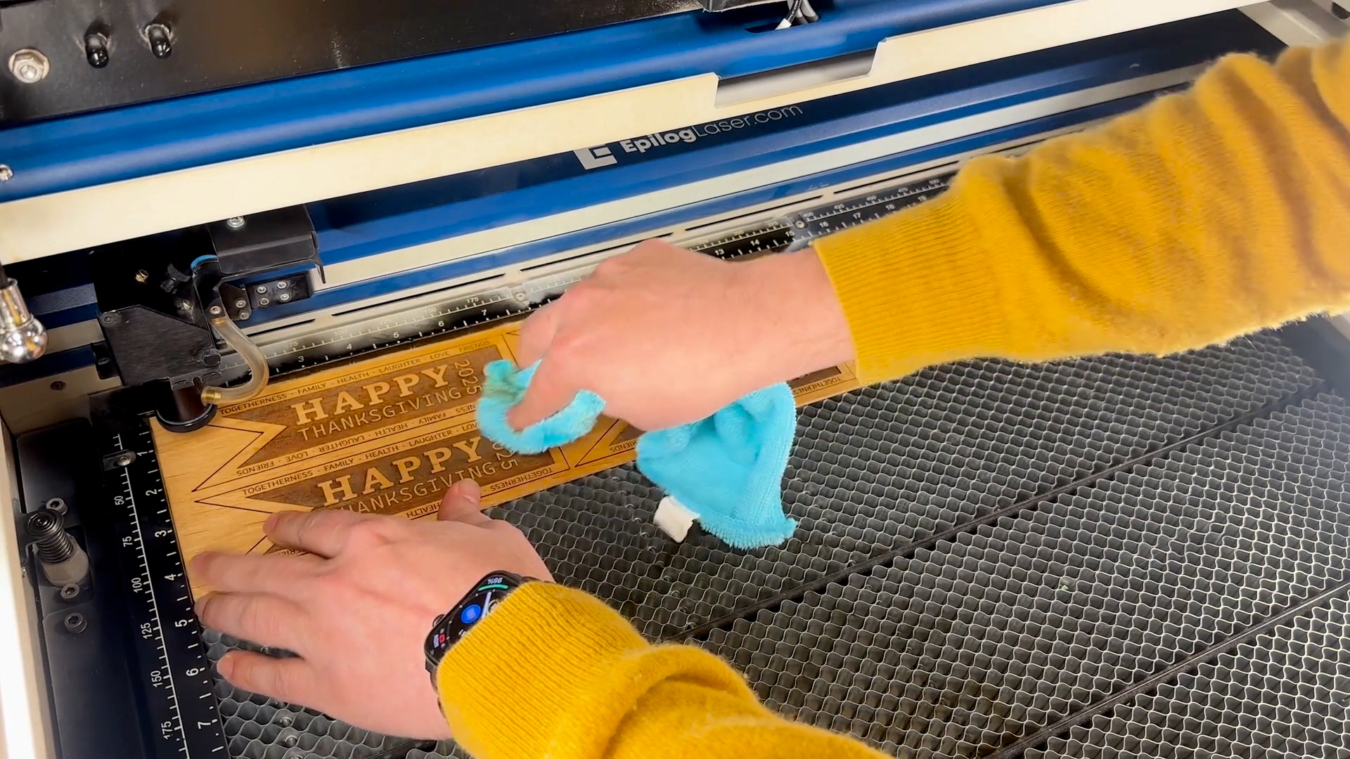 Clean up engraving debris