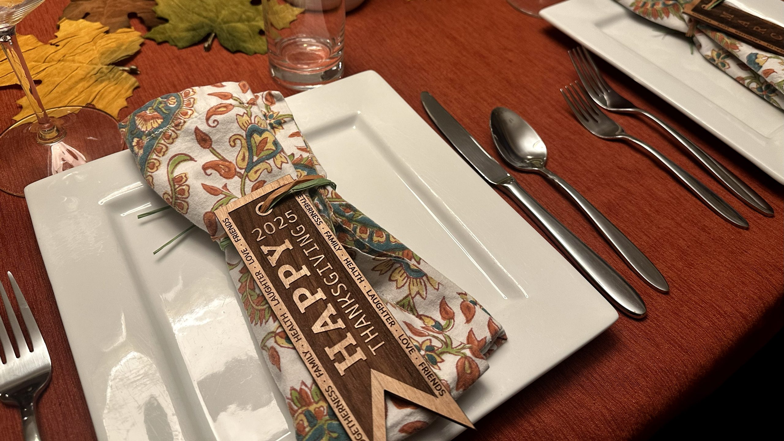 Laser Engraved Thanksgiving place card