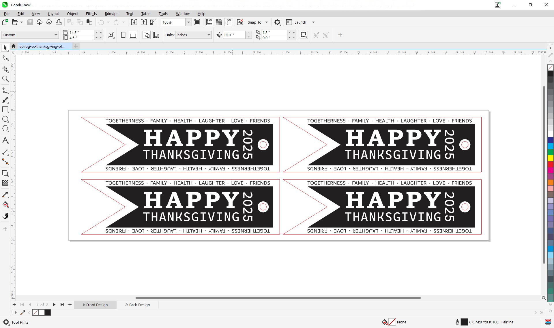 Artwork for laser cutting Thanksgiving place cards
