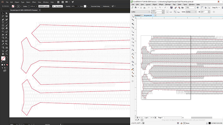 Design files for laser cutting ties