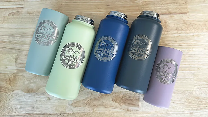 Engraved water bottles in multiple sizes