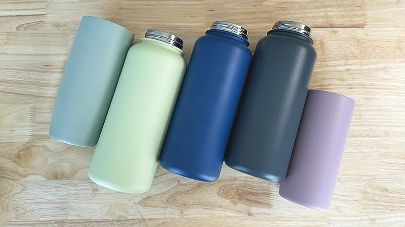 Multiple size water bottles ready for engraving