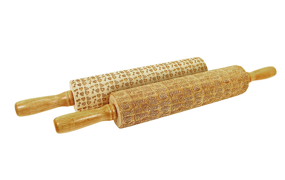 Laser engraved custom rolling pins.