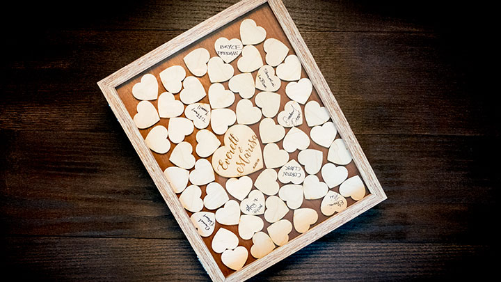 Caja de sombras de libro de invitados de matrimonio personalizada grabada por láser