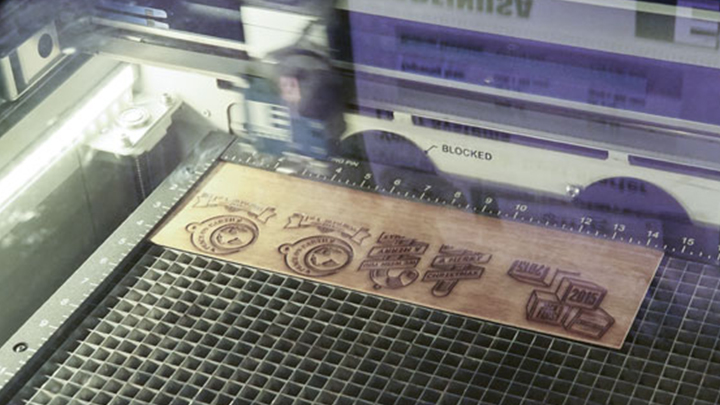 wood ornaments being engraved