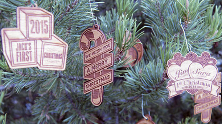 Final ornaments hanging on the christmas tree