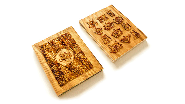 Sellos de madera grabados por láser
