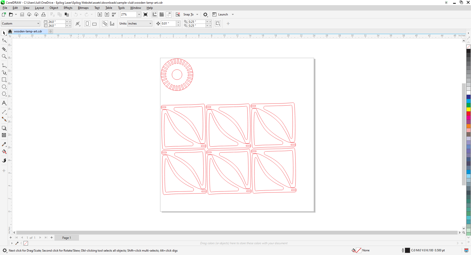 graphics for laser cutting a wooden lamp