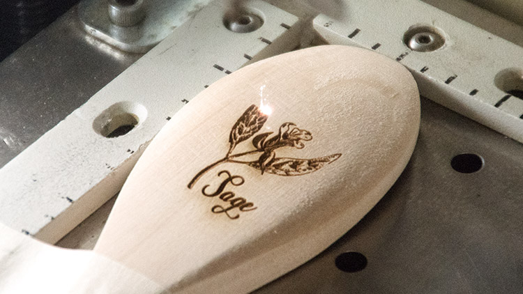 laser engraving garden markers in machine