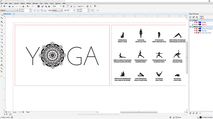 Corel Draw-Designs für Yogablöcke