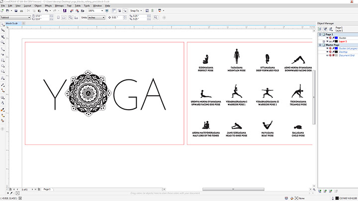 Art Corel Draw sur bloc pour le yoga