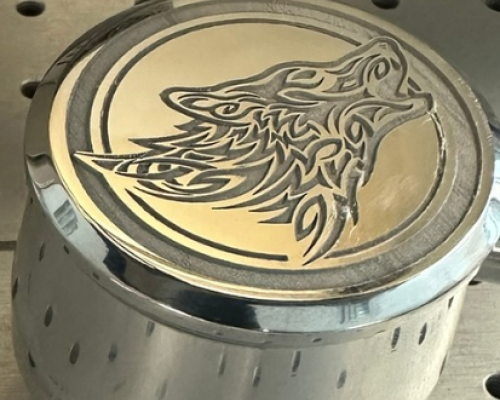 deep engraving of a wolf