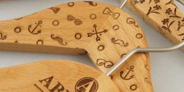 laser engraving wooden clothes hanger