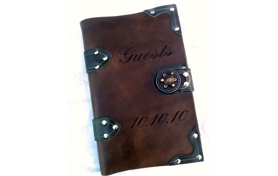 Laser Engraved Leather Guestbook
