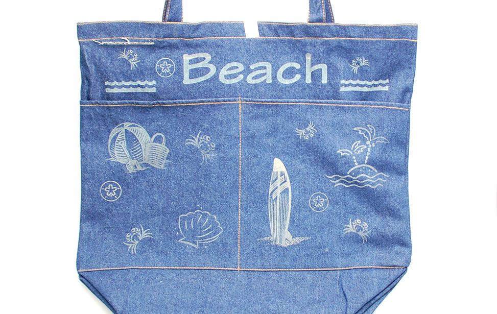 Lasergravierte Strandtasche aus Jeansstoff