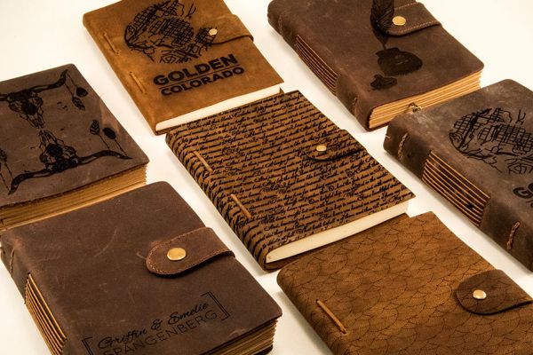 Collection of Laser Engraved Leather Notebooks