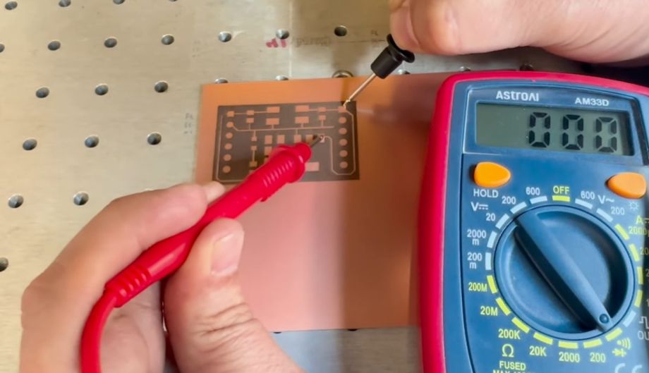 laser engraved pcb copper circuit testing with meter