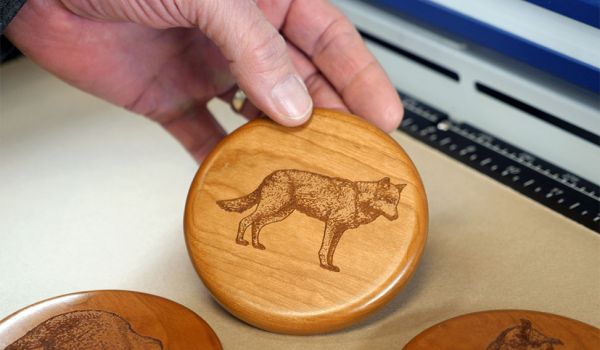 laser engraved wooden coaster