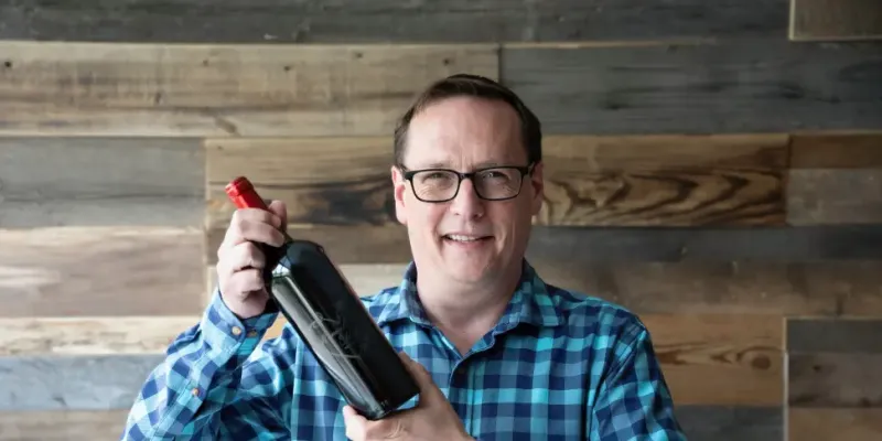 James with wine bottle
