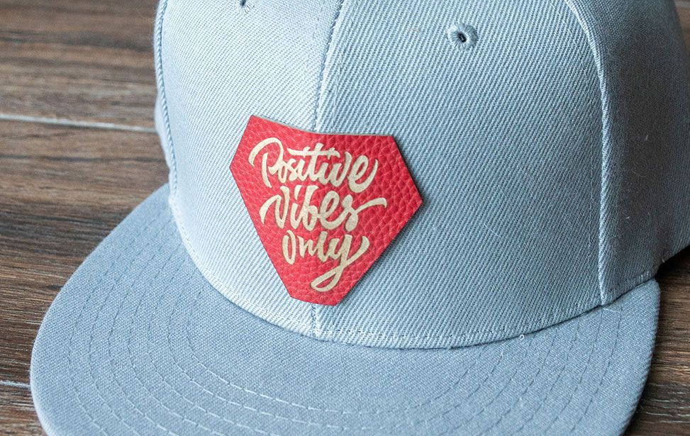 Laser Engraved Red Leather Hat Patch