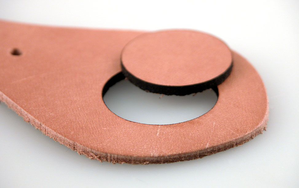 Hole Cut out of Leather with a Laser
